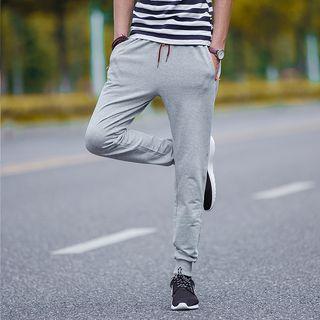 Drawstring Lettering Cotton Pants