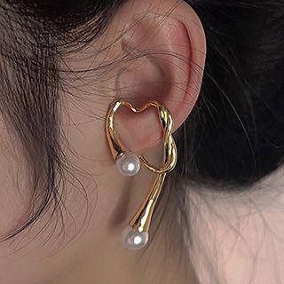 Faux Pearl Clip-on Earring 1 Pc - Gold - One Size