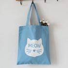 Cat Print Canvas Shopper Bag