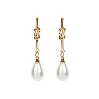 Faux Leather Knot Dangle Earring Gold - One Size