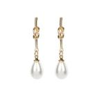 Faux Leather Knot Dangle Earring Gold - One Size