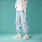 Washed Button-up Jogger Jeans