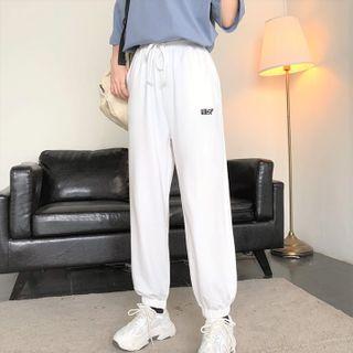 Lettering Elastic-waist Sweatpants
