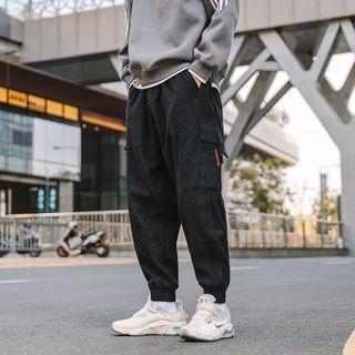 Drawstring Cargo Cropped Gathered Cuff Pants
