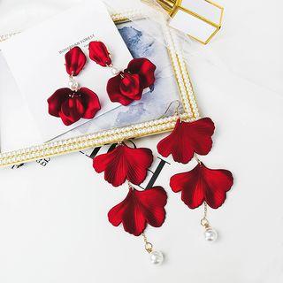 Acrylic Petal Faux Pearl Dangle Earring