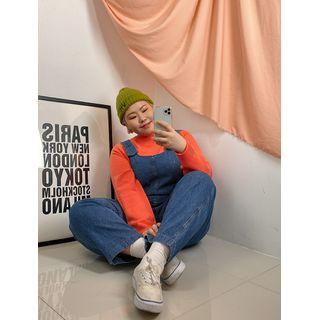 Pocket-side Wide-leg Overall Jeans