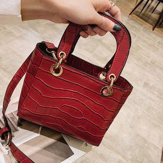 Croc Grain Top Handle Crossbody Bag