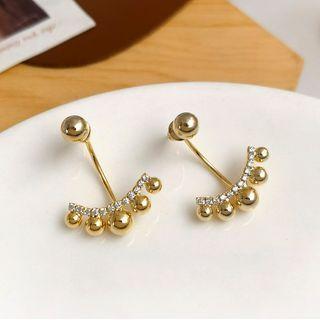 Rhinestone Alloy Swing Earring 1 Pair - S925 Silver Needle - Stud Earrings - Gold - One Size