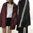 Couple Matching Contrast-trim Zip-up Jacket