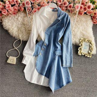 Long Sleeve Denim Panel Shirtdress