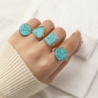 Turquoise Geometric Alloy Open Ring (various Designs)