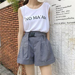 Wide Leg Checked Shorts