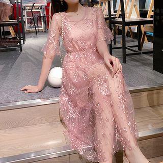 Short Sleeve Sheer Dress