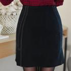 Zip-back Stitched Mini Skirt