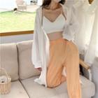 Chiffon Light Jacket / Harem Pants / Crop Padded Camisole