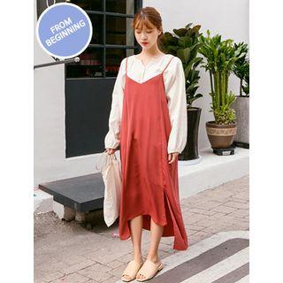 Dip-back A-line Midi Spaghetti Strap Dress