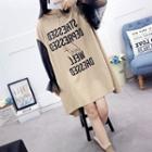 Mesh-sleeve Lettering Oversized T-shirt