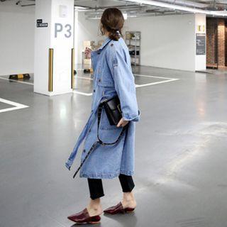 Denim Single-breasted Trench Coat