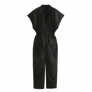 Cap-sleeve Collared Jumpsuit
