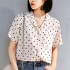 Short-sleeve Dotted Shirt Almond - One Size