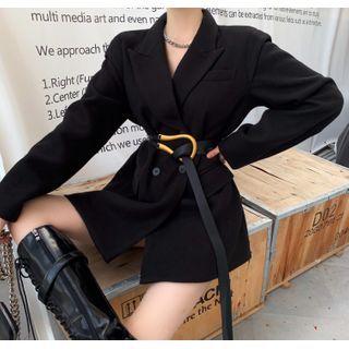 Double Breasted Plain Coat / Belt