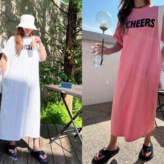 Letter Boxy Maxi T-shirt Dress