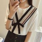 Bow Chevron Short-sleeve Top