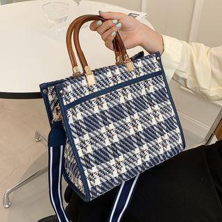 Plaid Crossbody Bag Blue - One Size