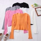 V-neck Cropped Knit Cape Top In 5 Colors