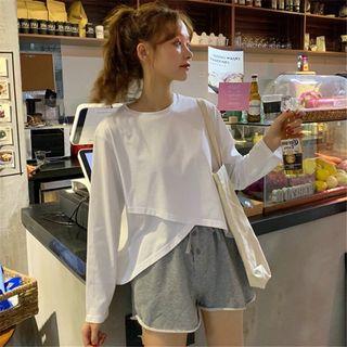 Asymmetric Plain Cropped T-shirt