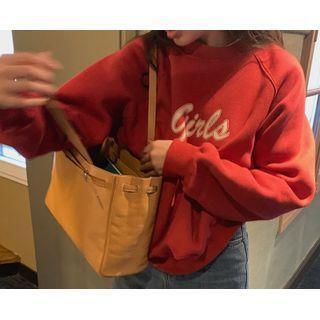 Raglan-sleeve Letter Print Sweatshirt One Size