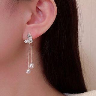 Ball Drop Sterling Silver Ear Stud 1 Pair - Gold - One Size