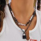 Set: Lock Pendant Alloy Necklace + Thorn Alloy Necklace 3507 - Set Of 2 - Black & White - One Size