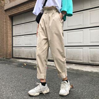 Paperbag Waist Straight Cut Pants