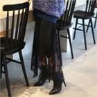 Lace-trim Pinafore Dress Black - One Size