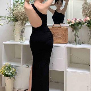 One-shoulder Cutout Maxi Bodycon Tank Dress