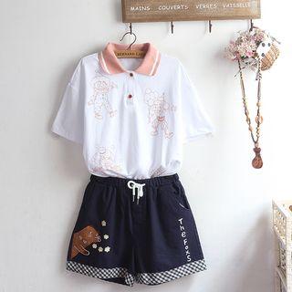 Joker Print Short-sleeve Polo Shirt / Shorts / Set