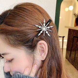 Rhinestone & Faux Pearl Star Hair Clip