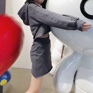 Set: Drawstring Hoodie + Mini Skirt