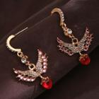 Rhinestone Wings Dangle Earring 1 Pair - S925 Silver - As Shown In Figure - One Size