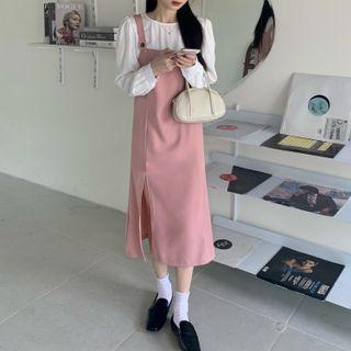Long-sleeve Blouse / Midi Overall Dress