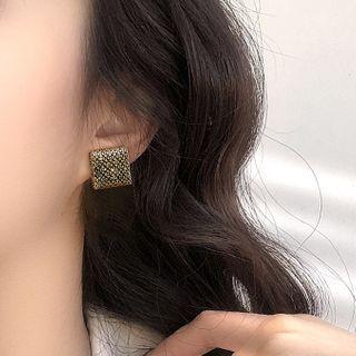 Square Earring 1 Pair - Gold & Black - One Size