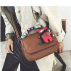 Wrapped Scarf Handle Satchel With Bear Charm