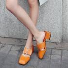 Buckled Square Toe Slide Sandals