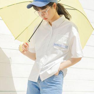 Lettering Strap Short Sleeve Shirt