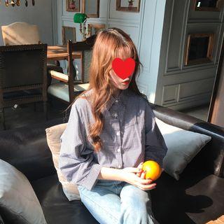 Long Sleeve Plain Blouse As Shown In Figure - One Size