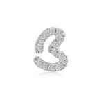 Left Right Accessory - 9k White Gold Initial B Pave Diamond Single Stud Earring (0.04cttw)