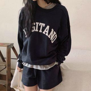 Letter Embroidered Sweatshirt / Sweatshorts