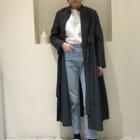 Tie-waist Trench Coat Gray - One Size