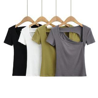 Short-sleeve Cutout Slim Fit Top